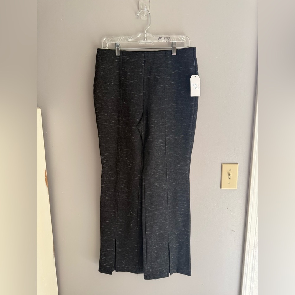 Time And Tru Women’s Ponte Bootcut Pants SZ L Black Heathered Work Wear New